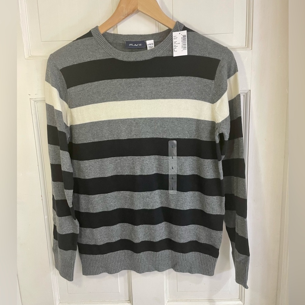 NWT Children’s Place boys 10/12 cotton sweater wide stripes